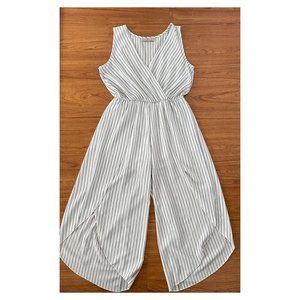 White  Romper with Black Stripes